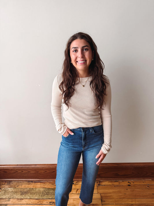 Gabby Oatmilk Ribbed Top