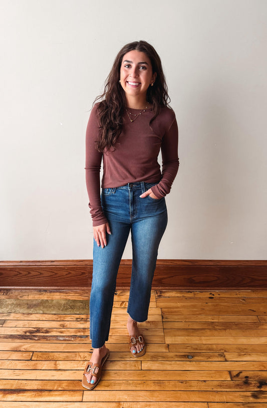 Gabby Espresso Ribbed Top
