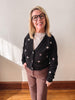 Kara Black Embroidered Flower Cardigan