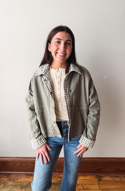 Campbell Olive Gingham Jacket