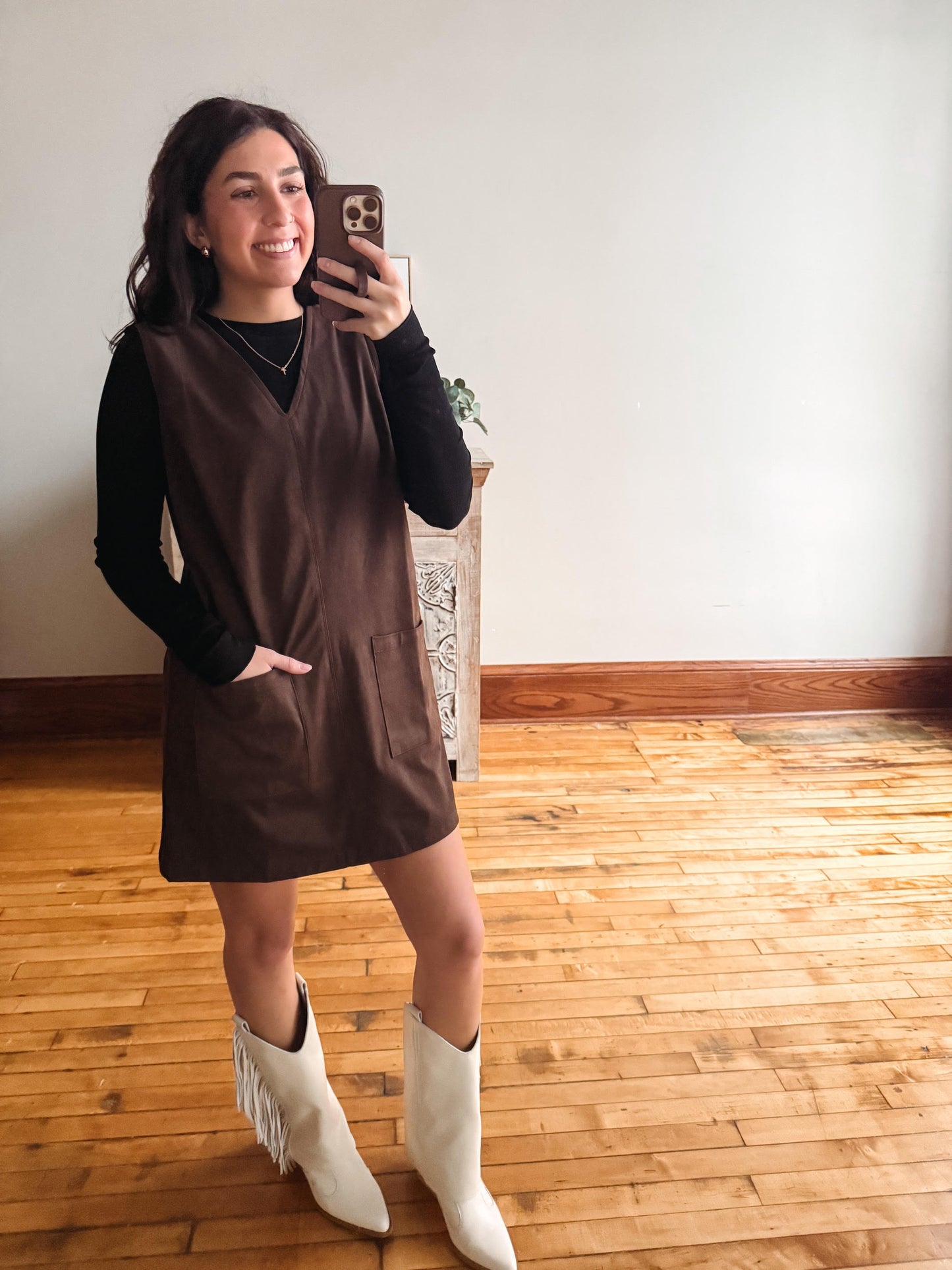 Lennon Espresso Suede Dress