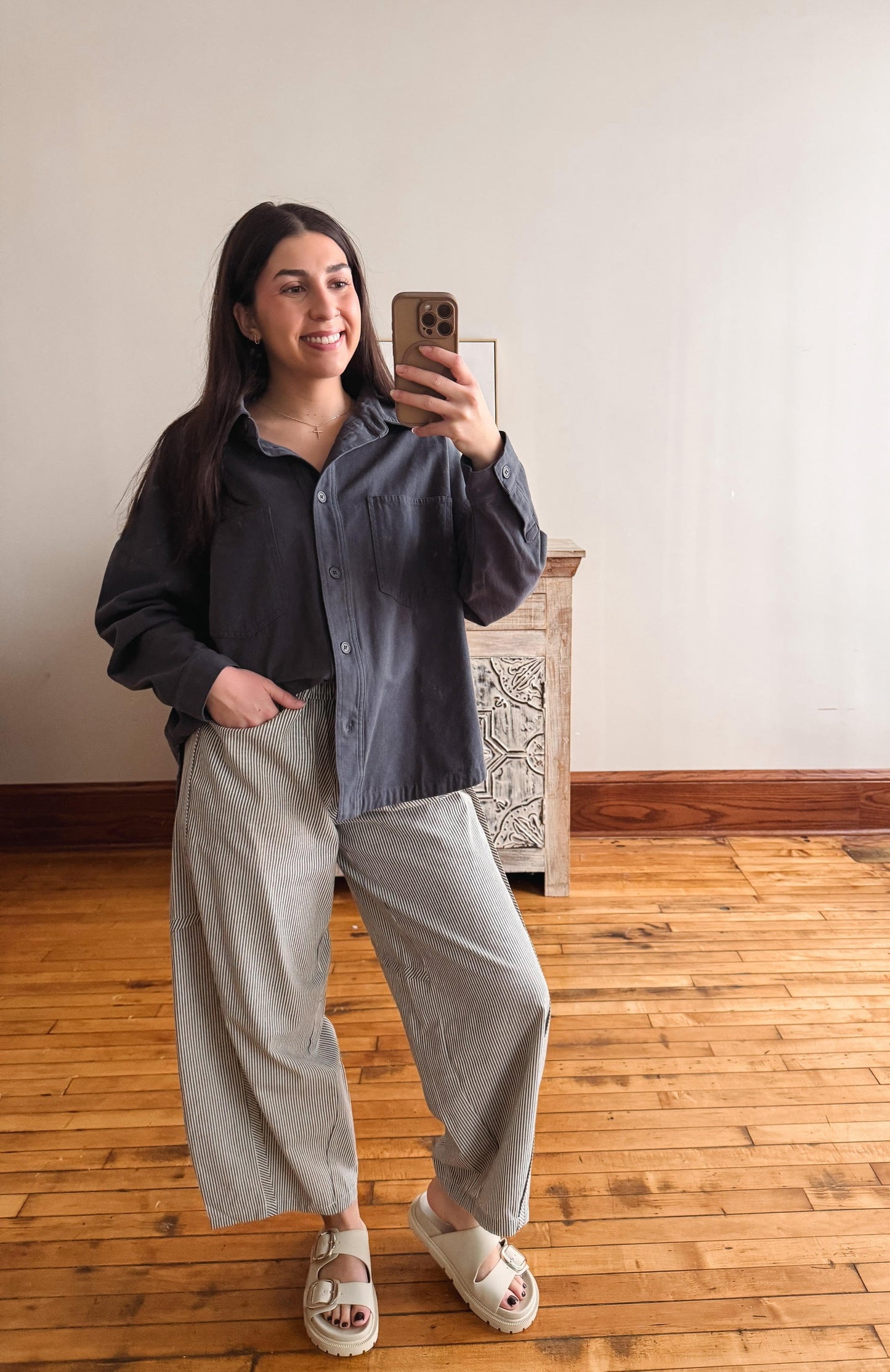 Winnie Slate Gray Button Up Shirt