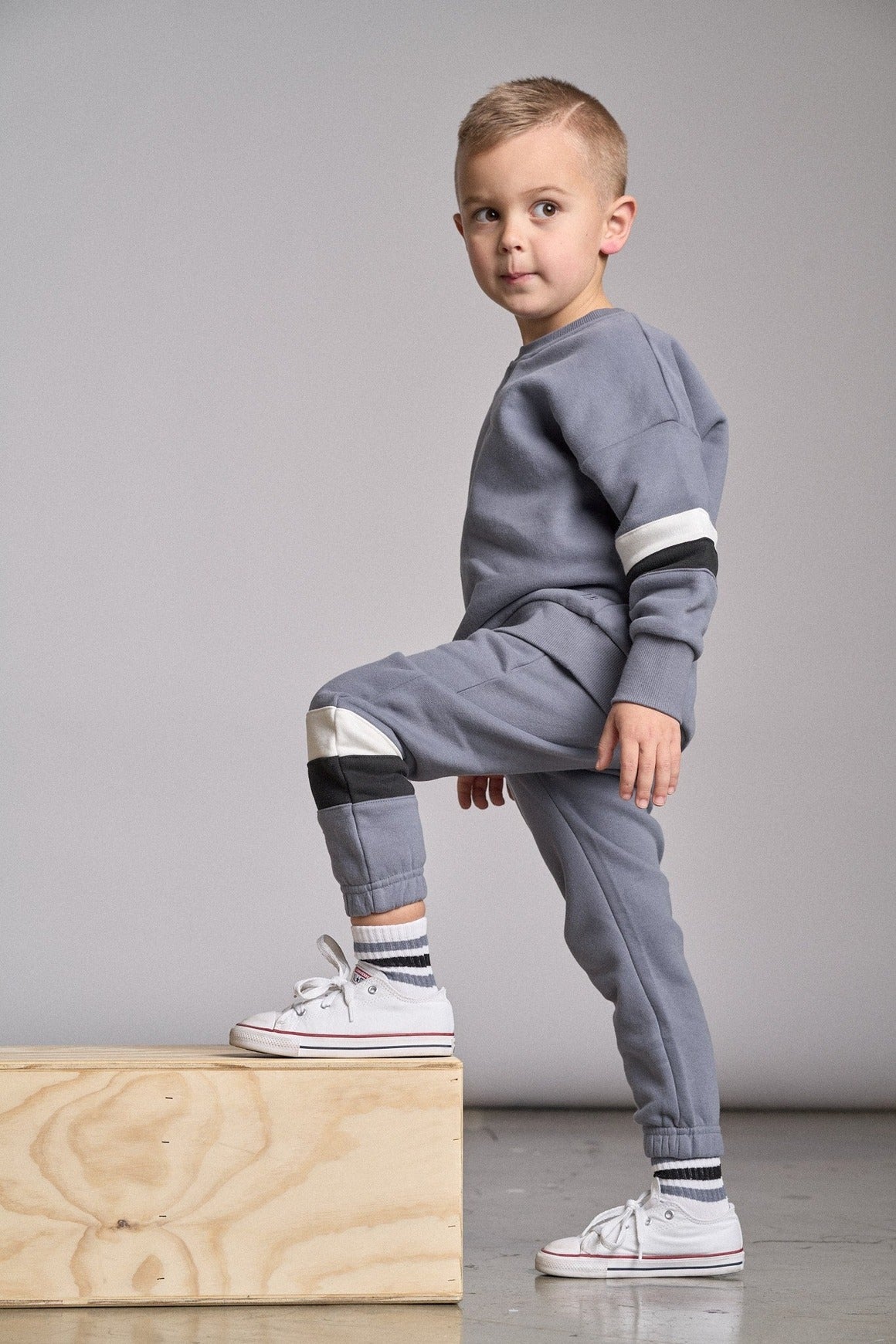 Elevated Stripe Crewneck - Blue