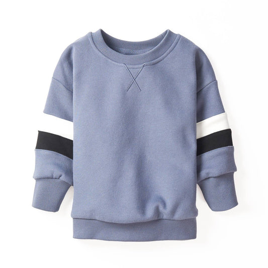 Elevated Stripe Crewneck - Blue