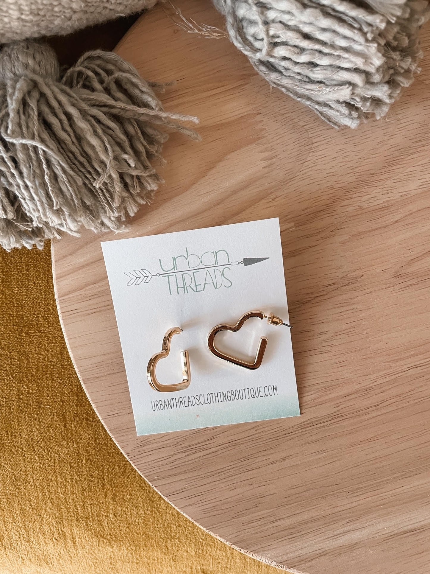 Gold Heart Hoop Earrings