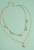 Double Layer Bow & Heart Charm Necklace