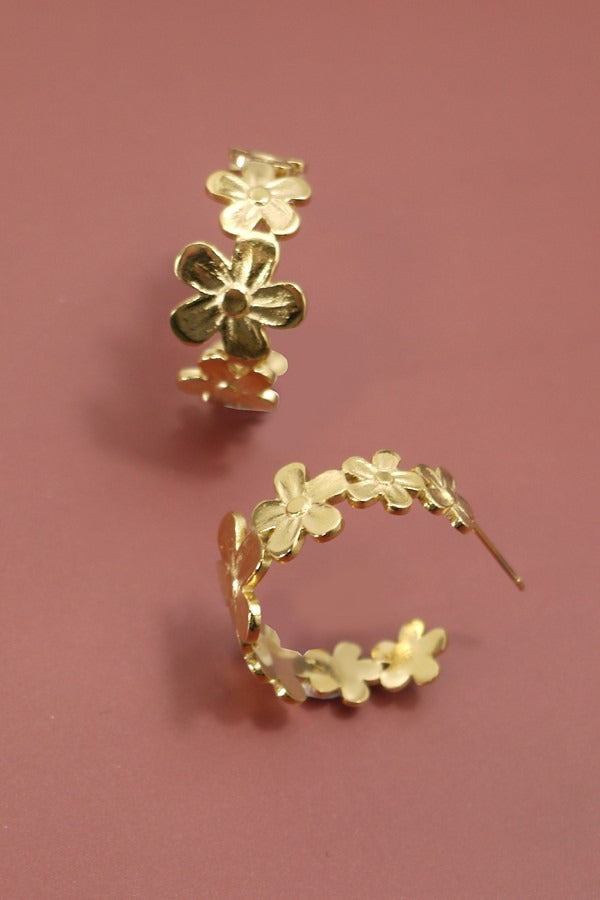 18K Stainless Steel Flower Hoops