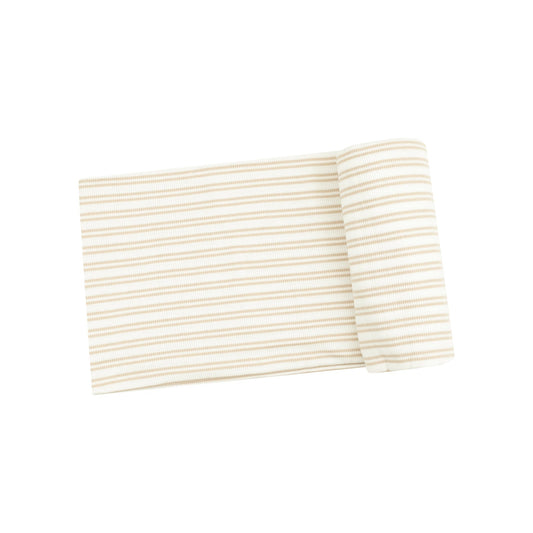 Stripe Oxford Tan Swaddle Blanket