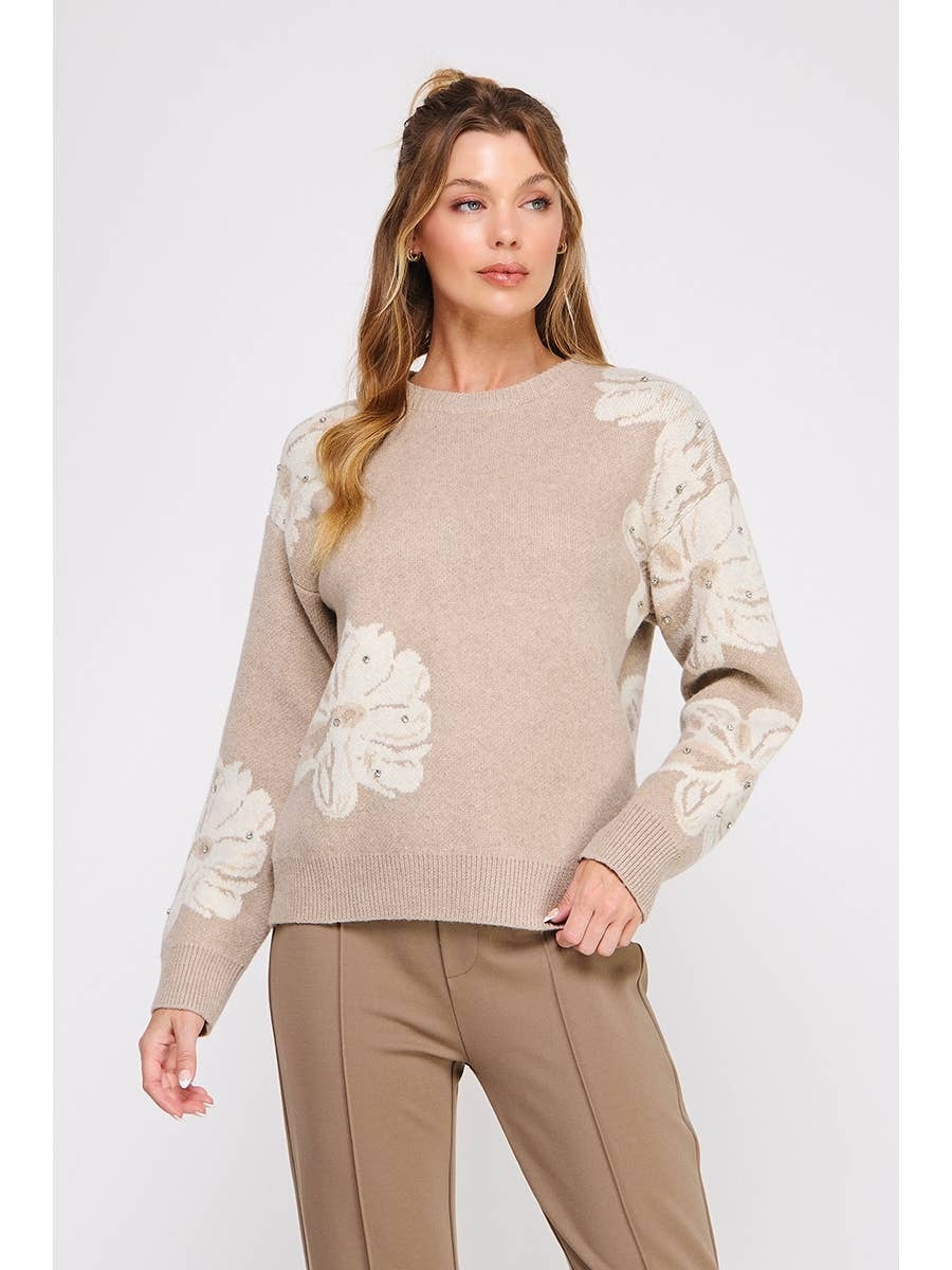 Eden Almond Floral Stone Sweater