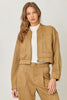 Latte Suede Bomber Jacket