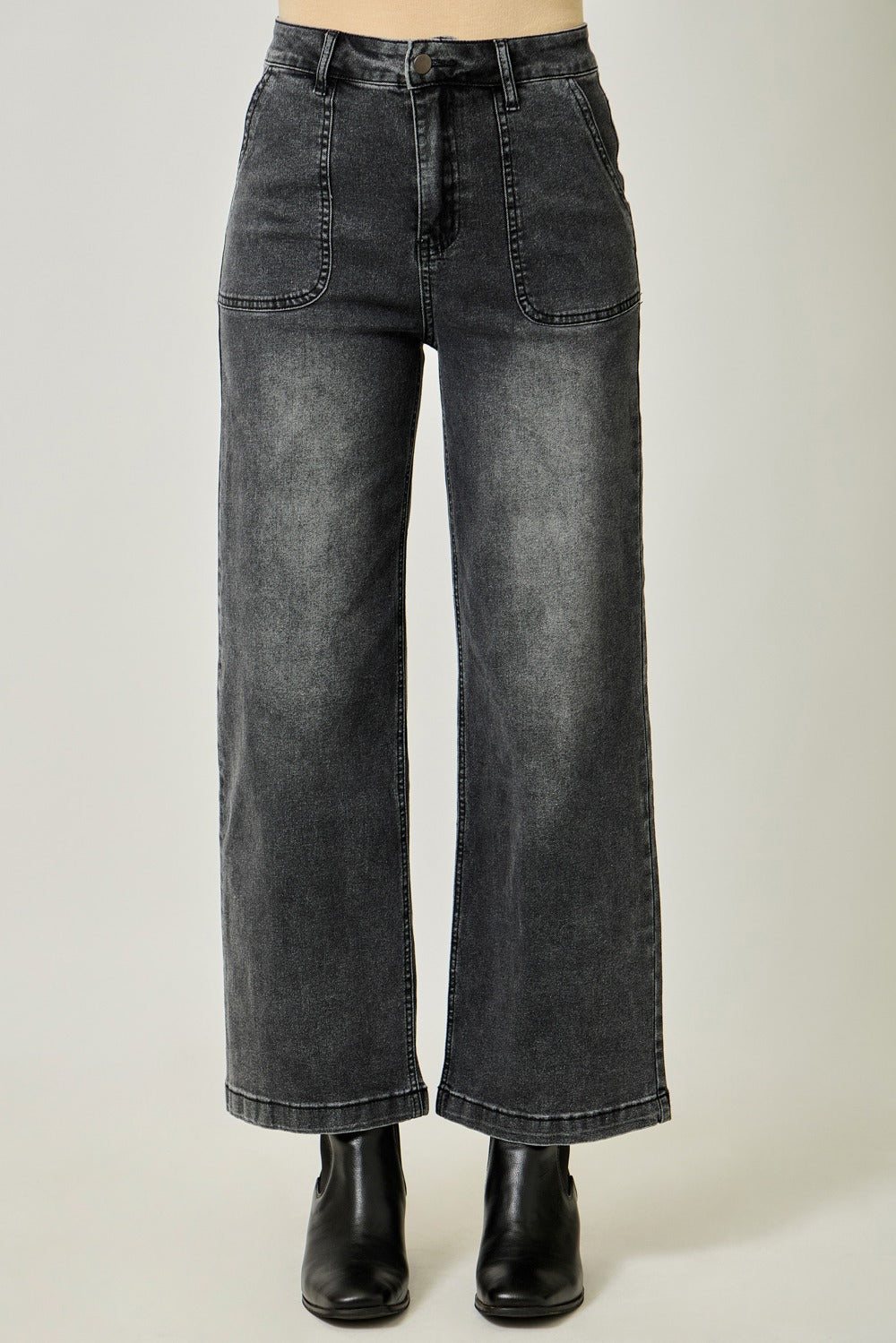 Black Washed Denim Trousers