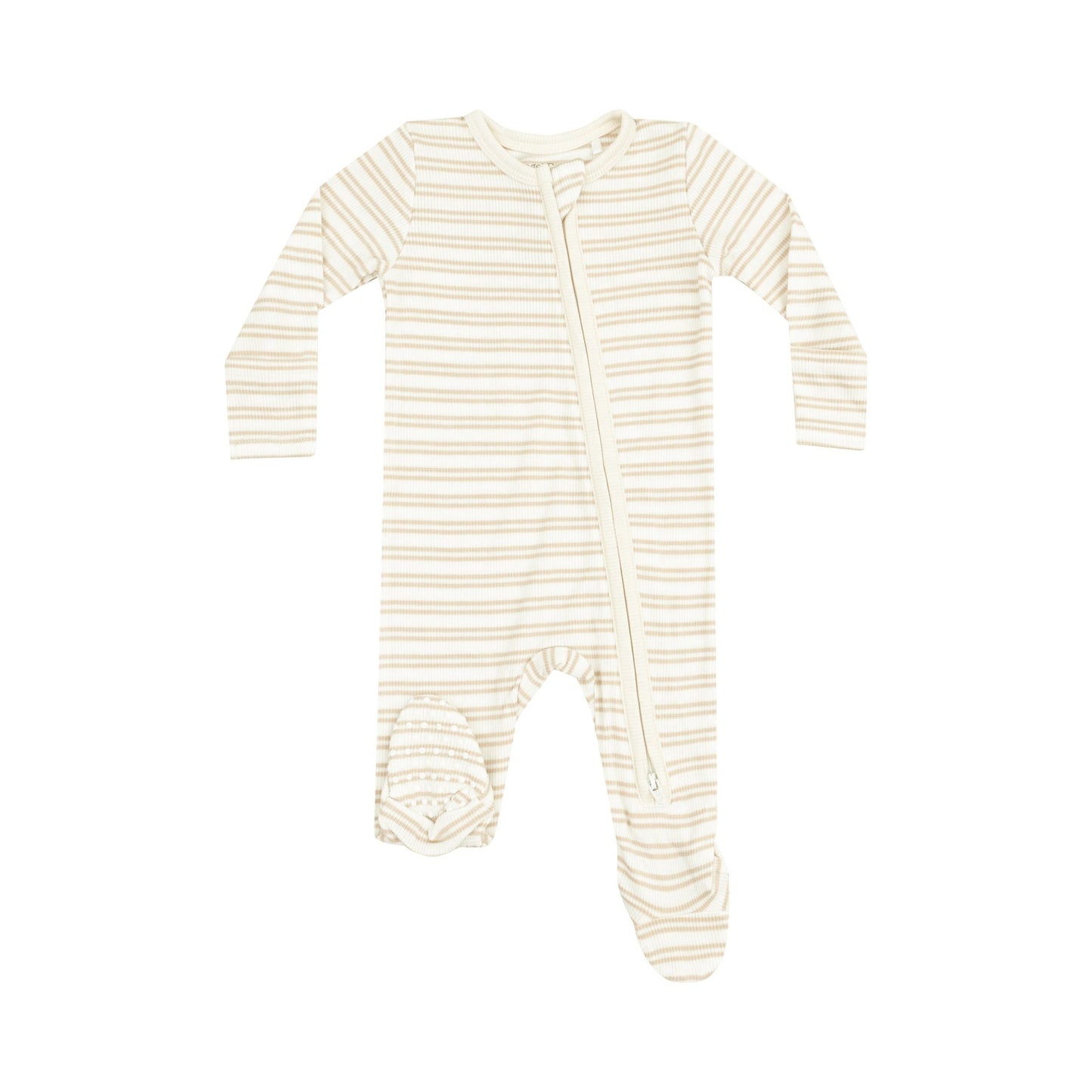 Stripe Oxford Tan Zipper Footie