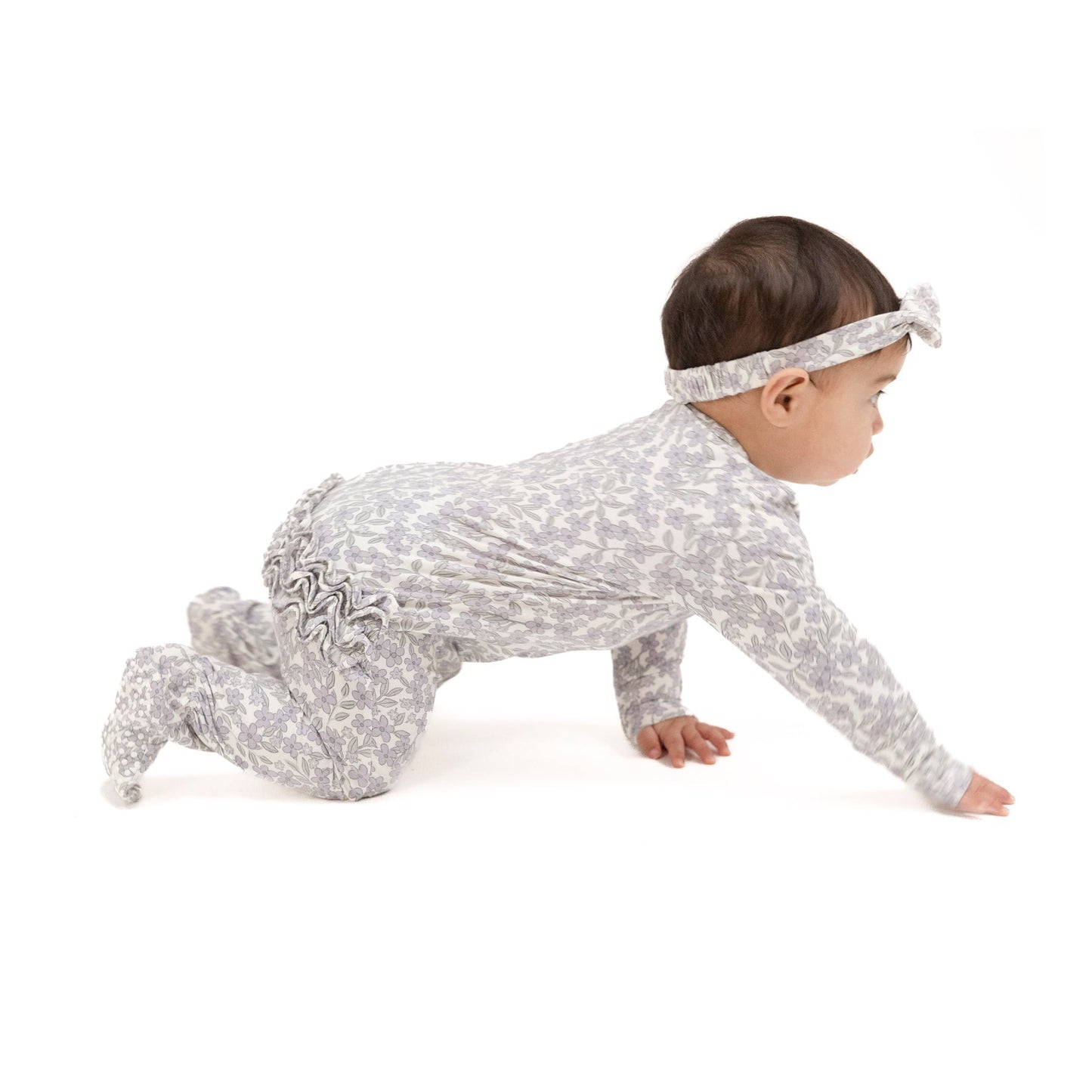 Forget Me Not Floral Zipper Footie