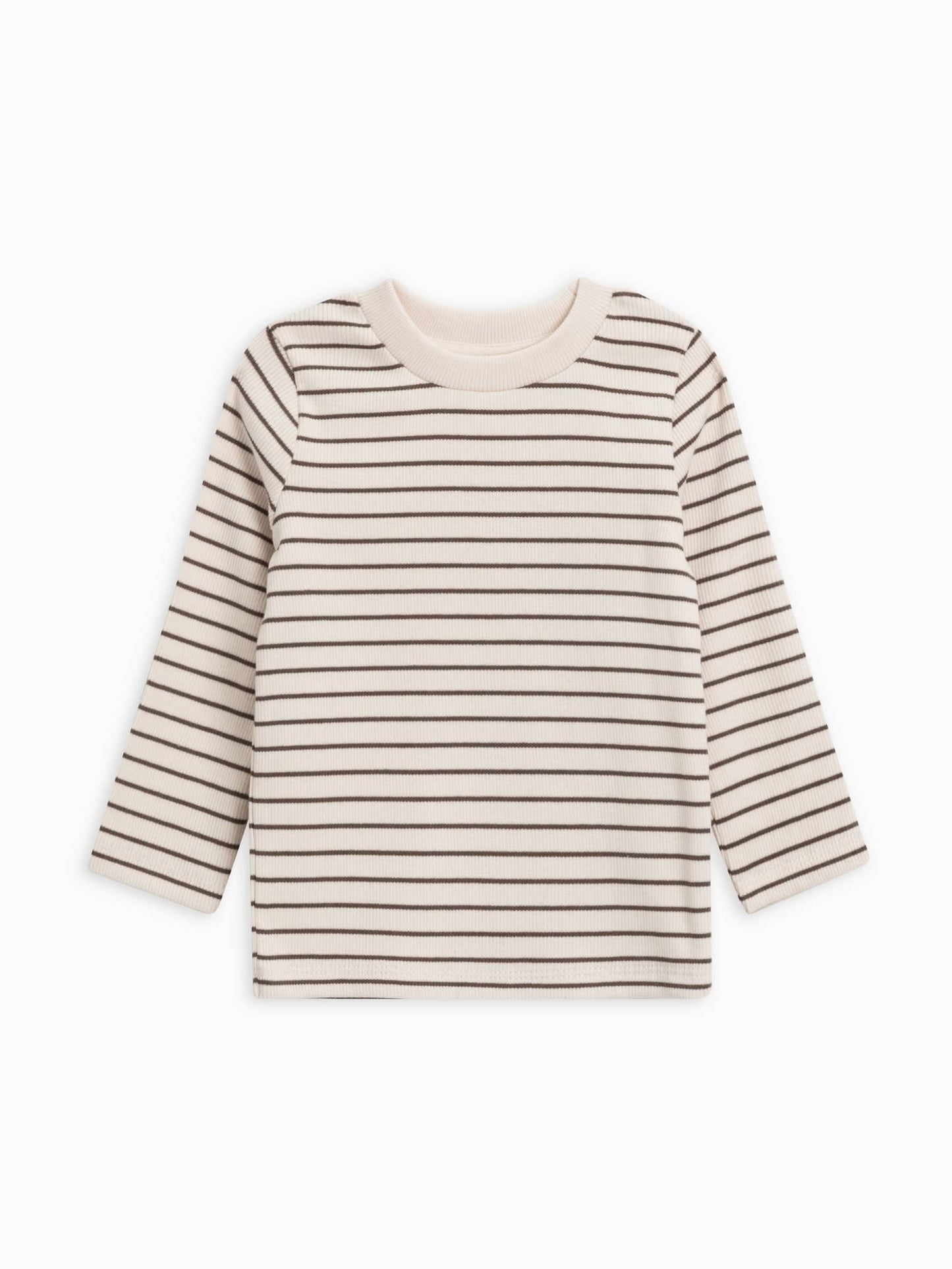 Ribbed Long Sleeve Baby Top - B/W Stripe