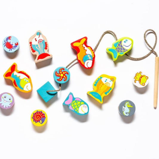 Wooden Lacing Toy - Fishes