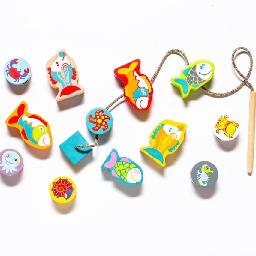 Wooden Lacing Toy - Fishes