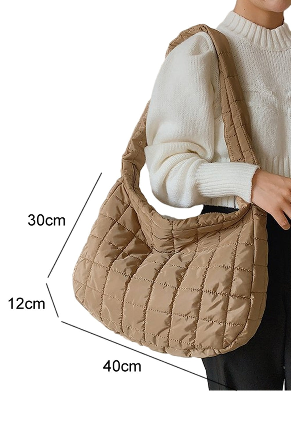 Quilted French Beige Shoulder Bag