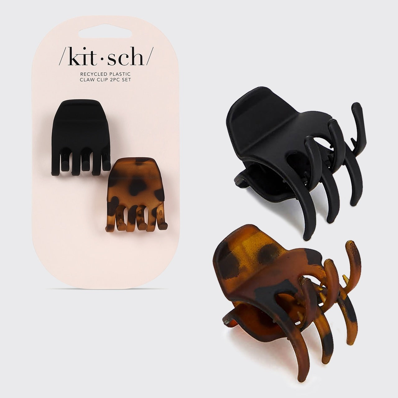 Eco-Friendly Medium Claw Clips 2pc Set - Black & Tort