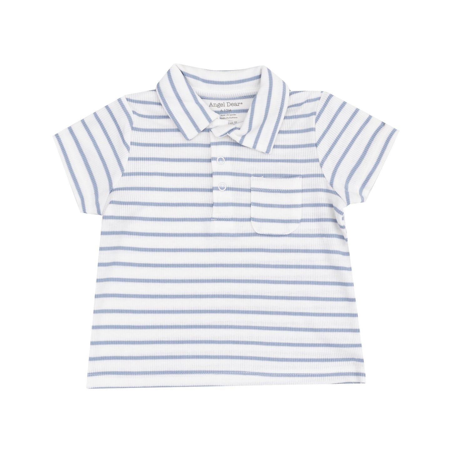 Dusty Blue Stripe Polo Shirt and Muslin Short