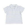 Dusty Blue Stripe Polo Shirt and Muslin Short
