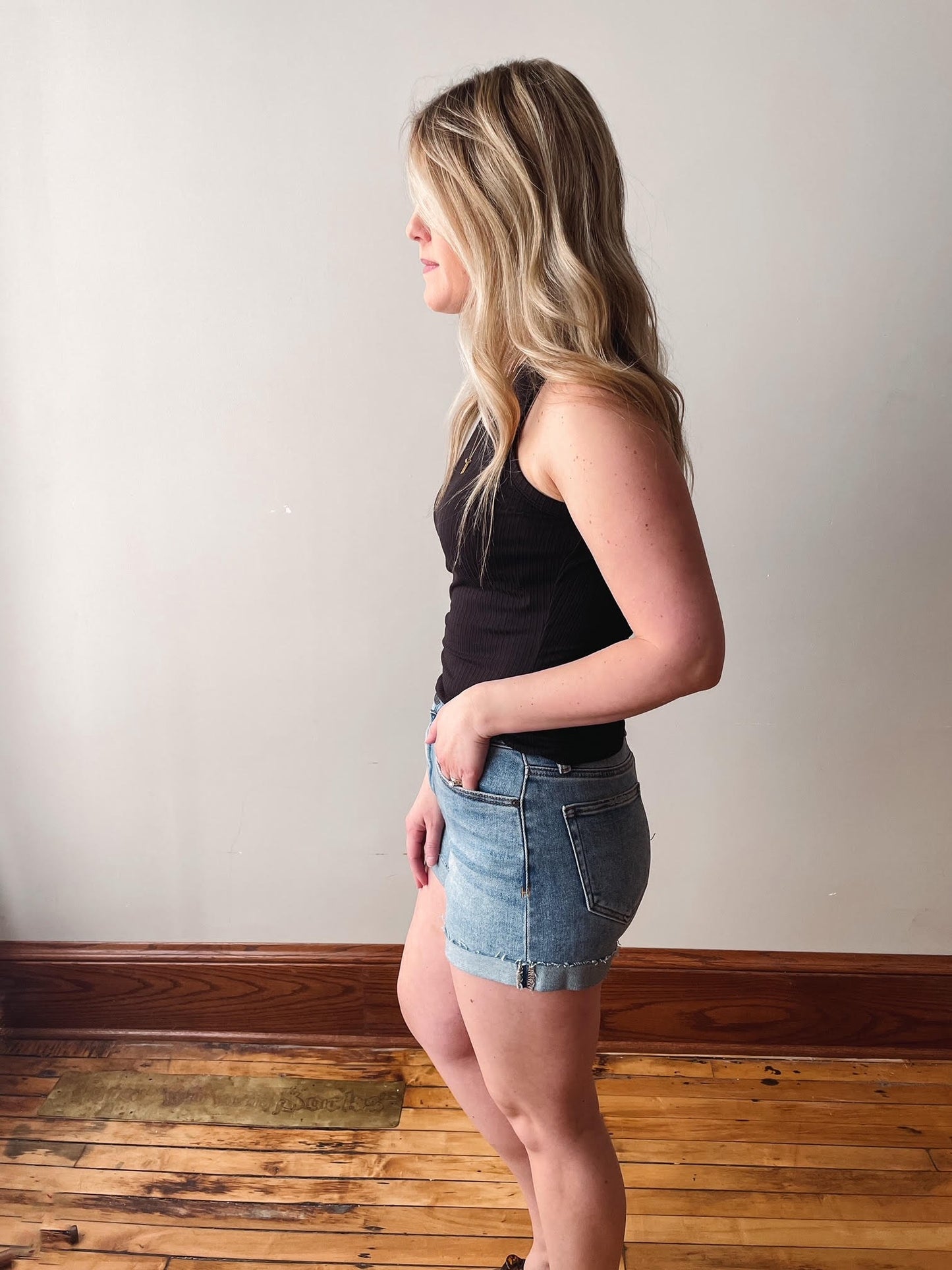 Medium Wash Cuffed Shorts