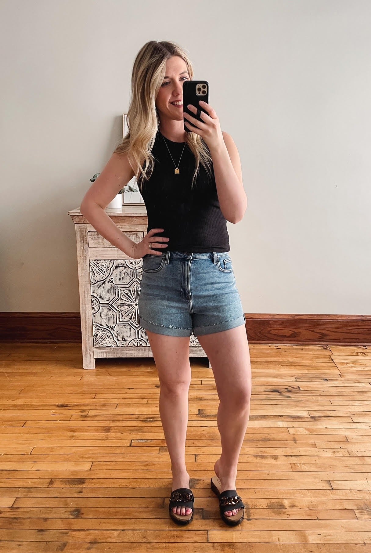 Medium Wash Cuffed Shorts