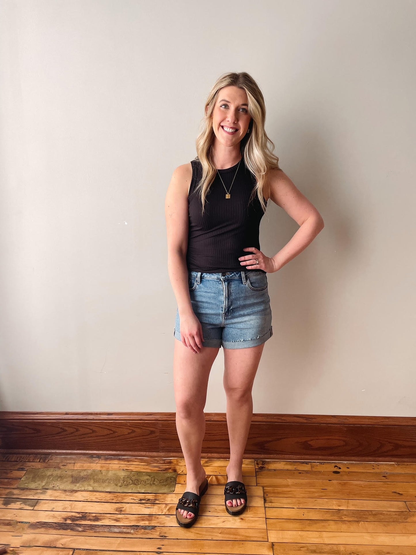 Medium Wash Cuffed Shorts