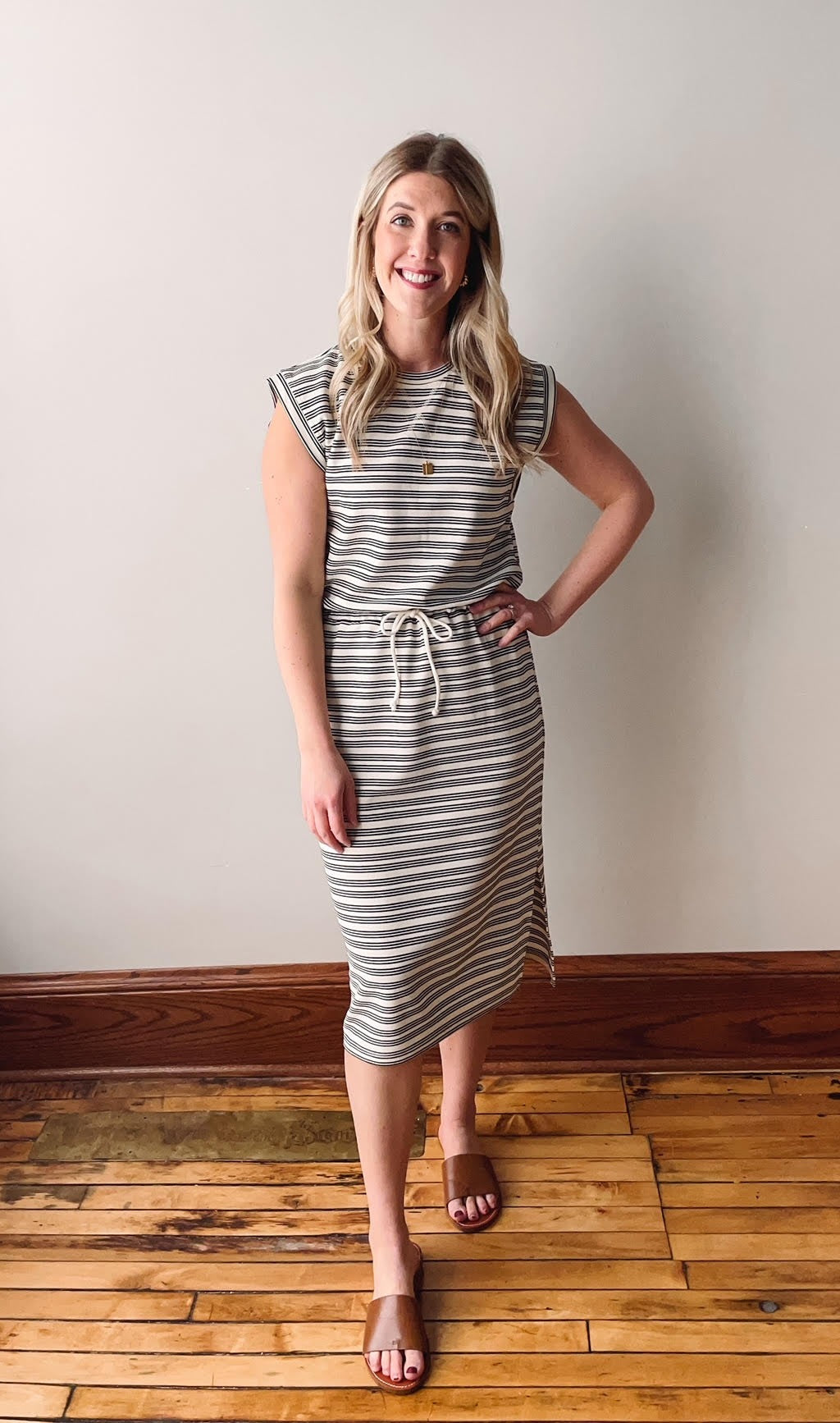 Black + Cream Midi Dress