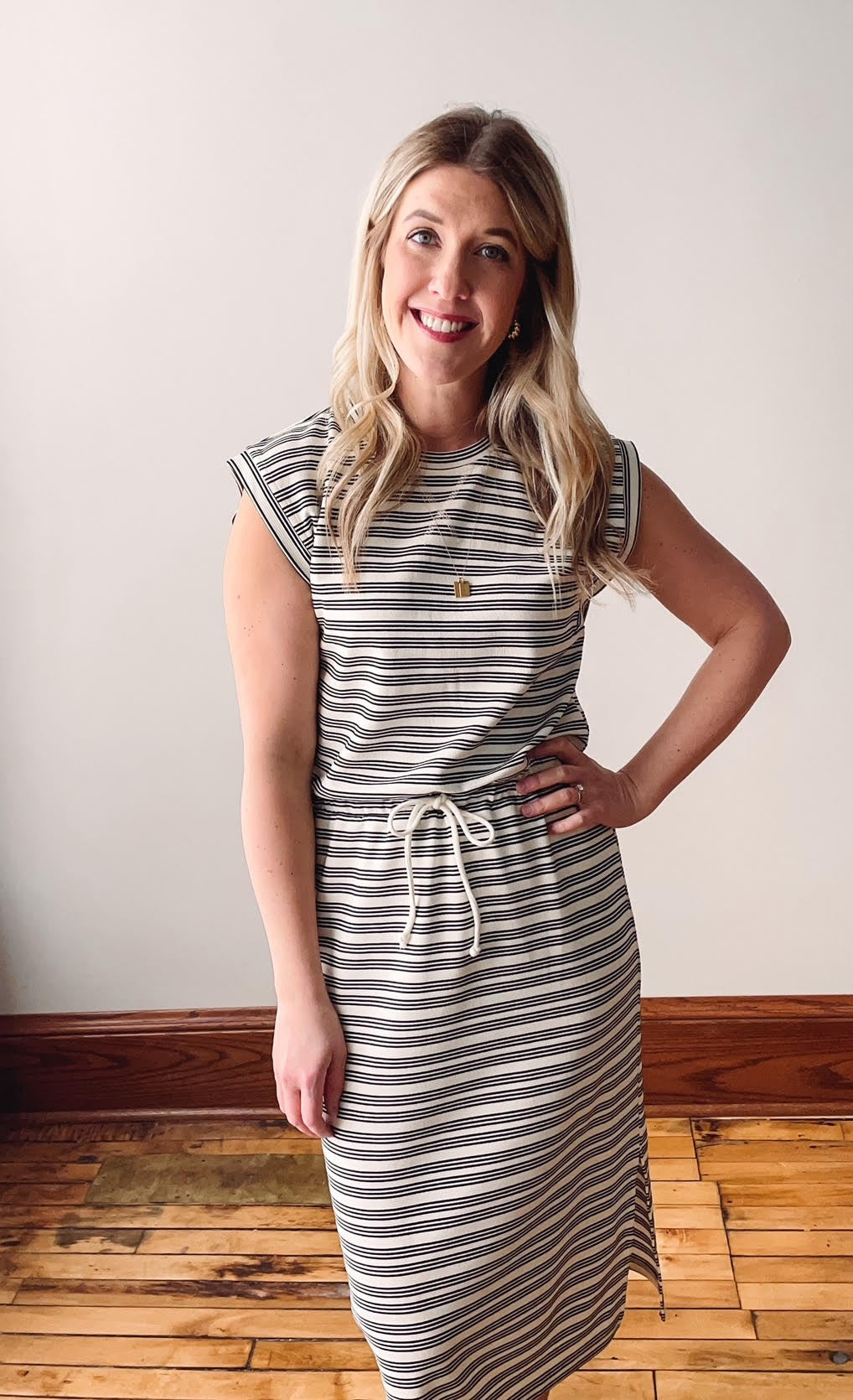 Black + Cream Midi Dress