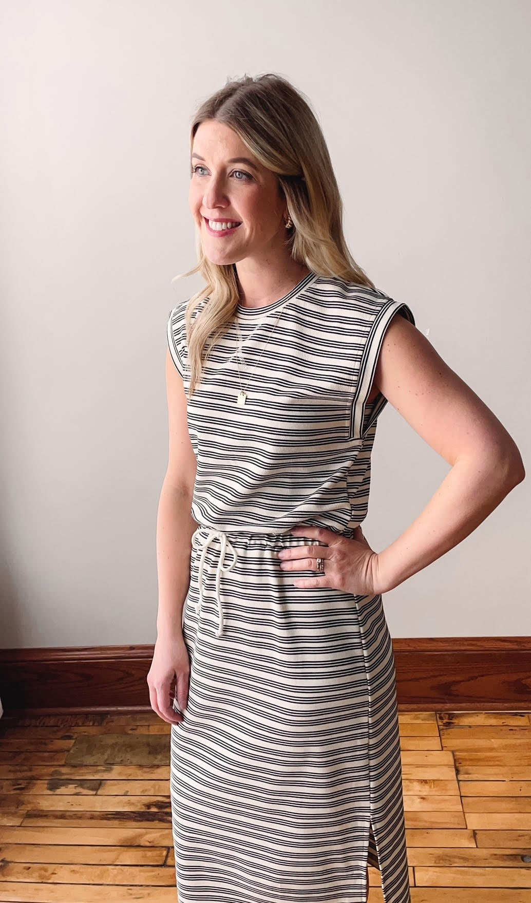 Black + Cream Midi Dress