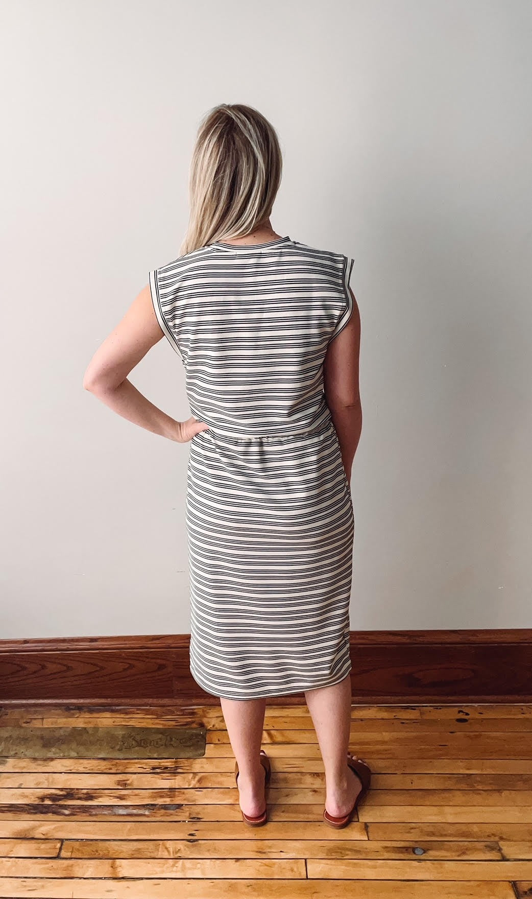 Black + Cream Midi Dress