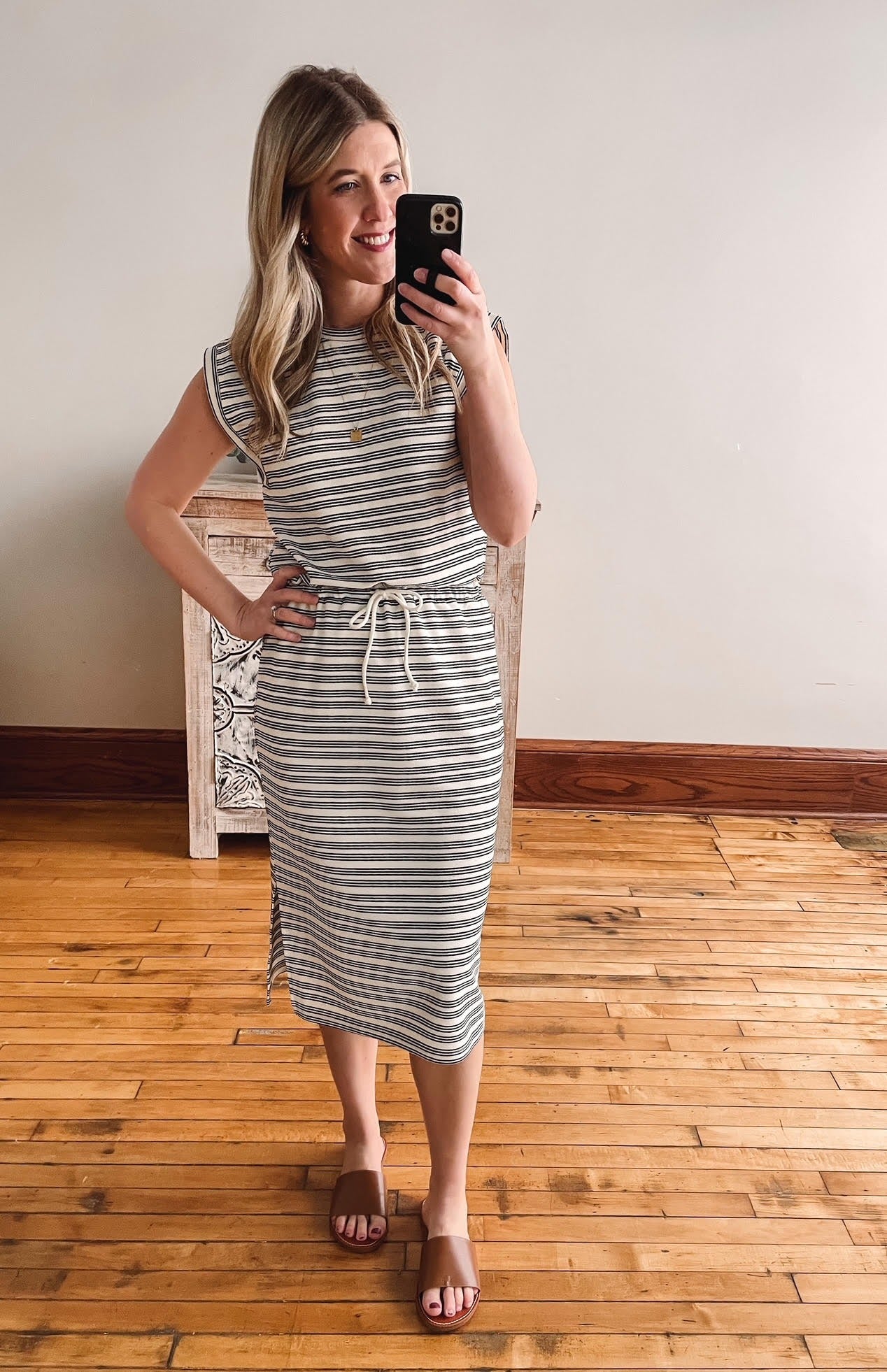 Black + Cream Midi Dress