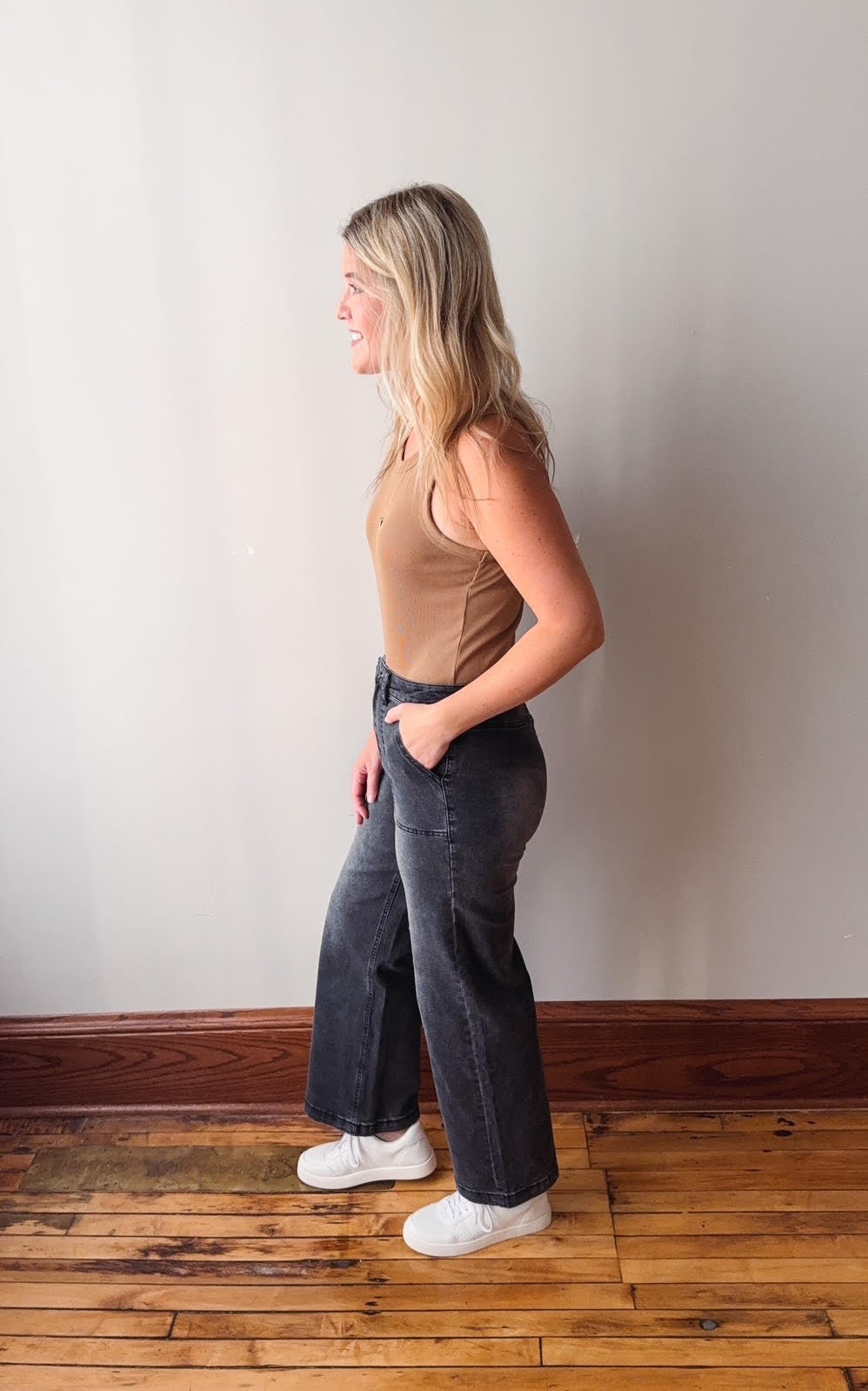 Black Washed Denim Trousers