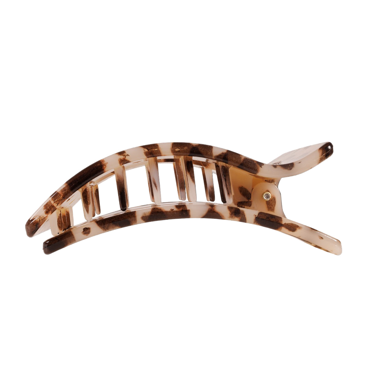 Tortoiseshell patterned hair clip on a white background