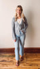 Blue Crochet Front Tie Sweater