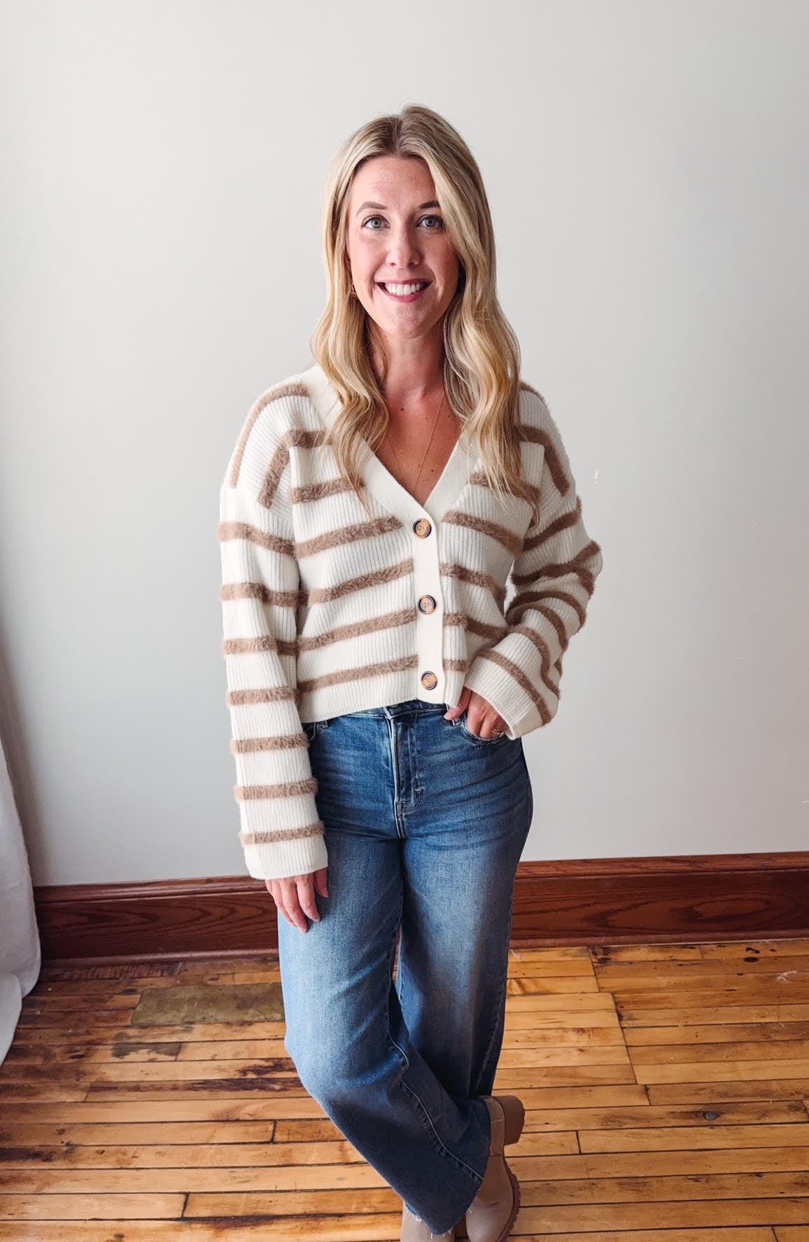 Carmel Striped Button Cardigan