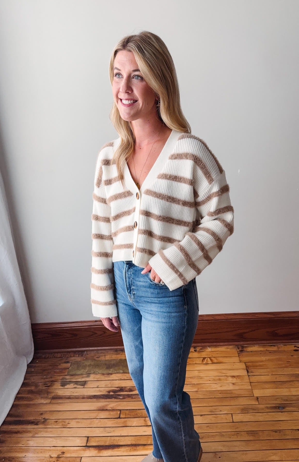 Carmel Striped Button Cardigan