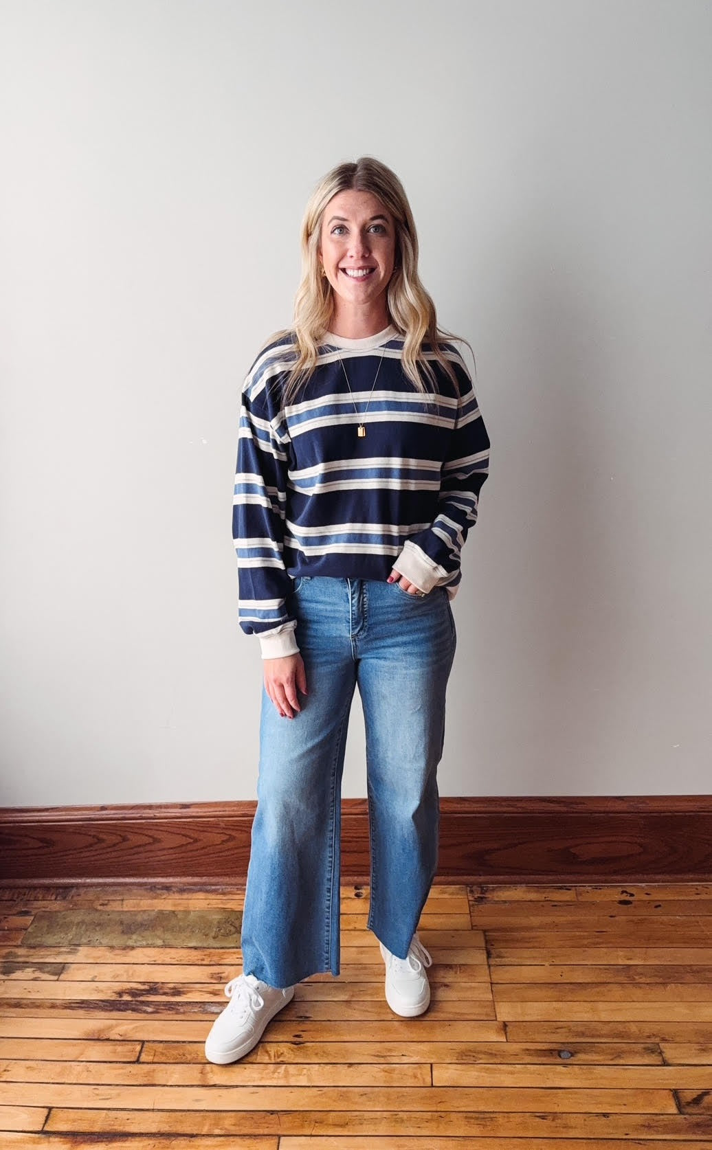 Catch You Later Navy Striped Long Sleeve
