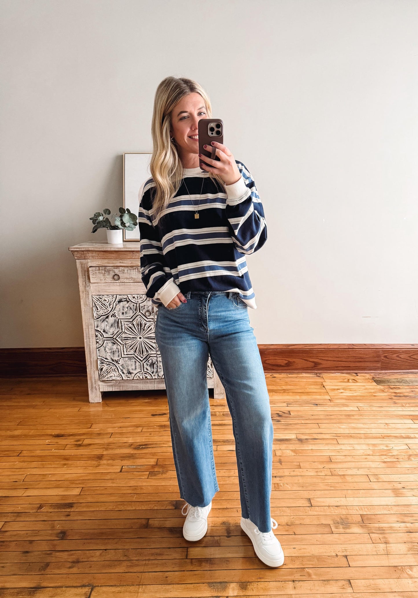 Catch You Later Navy Striped Long Sleeve