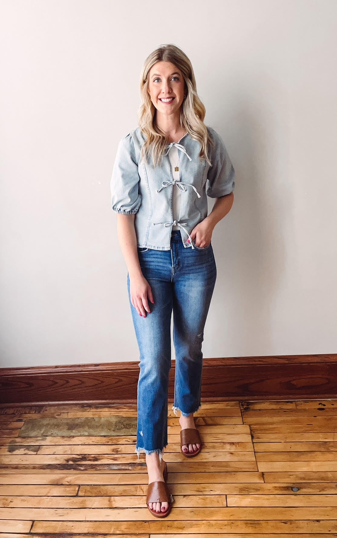 Chambray Bow Tie Top
