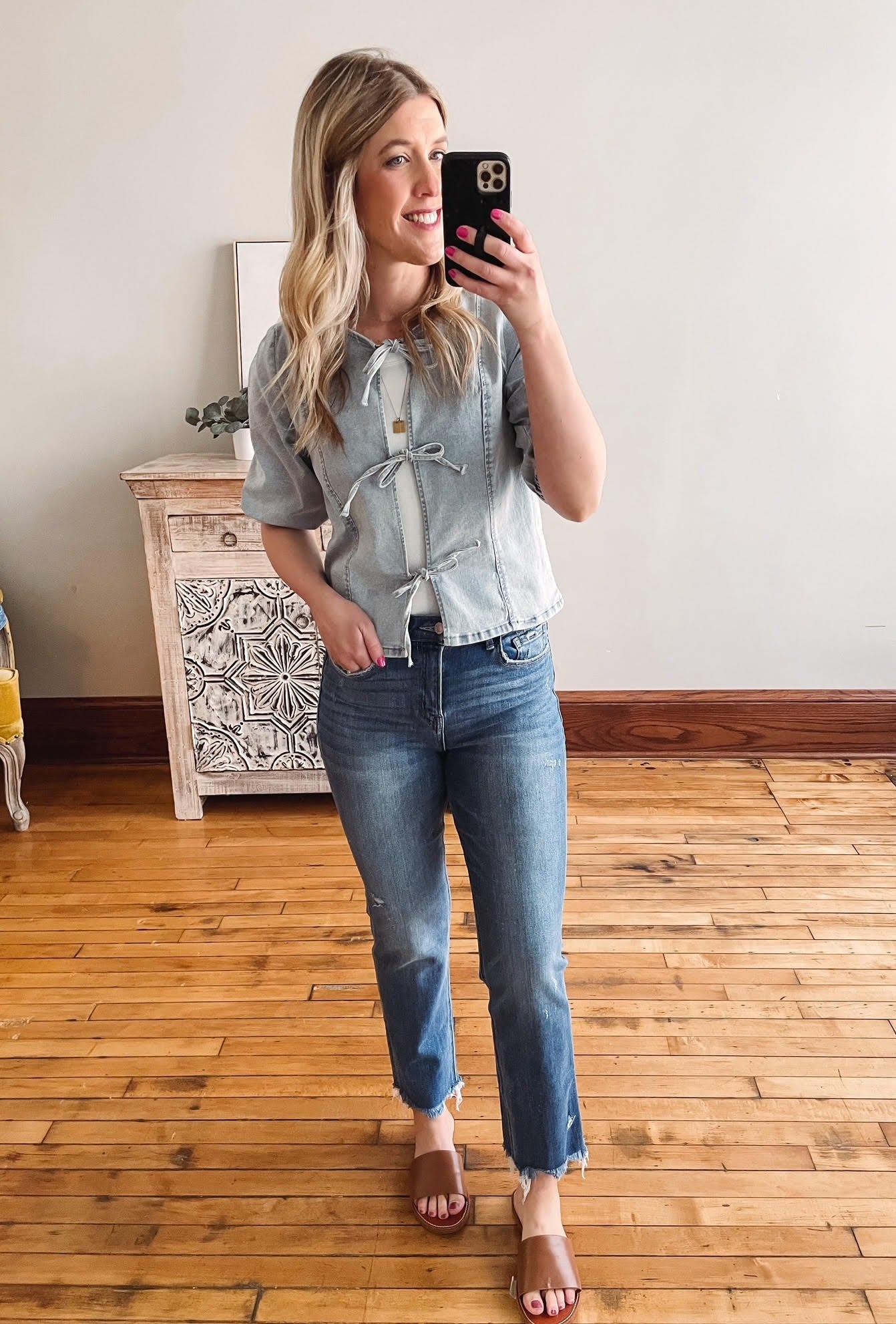 Chambray Bow Tie Top