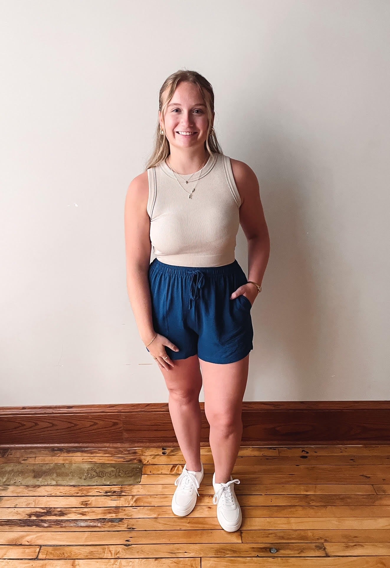 Blue Drawstring Shorts