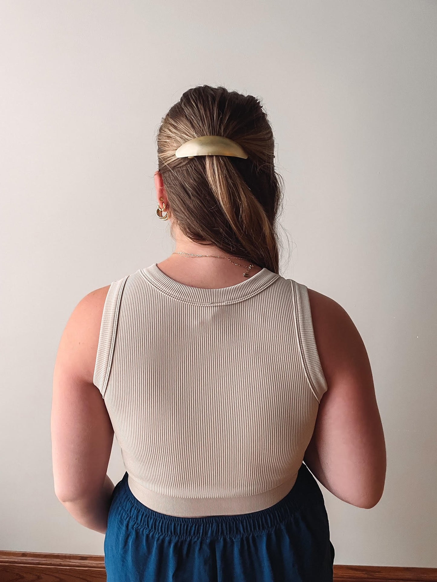 Champagne Ribbed Crop Top