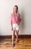 Cherry + White Striped Tee