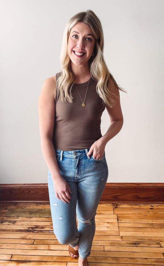 Chestnut Ribbed Tank Top