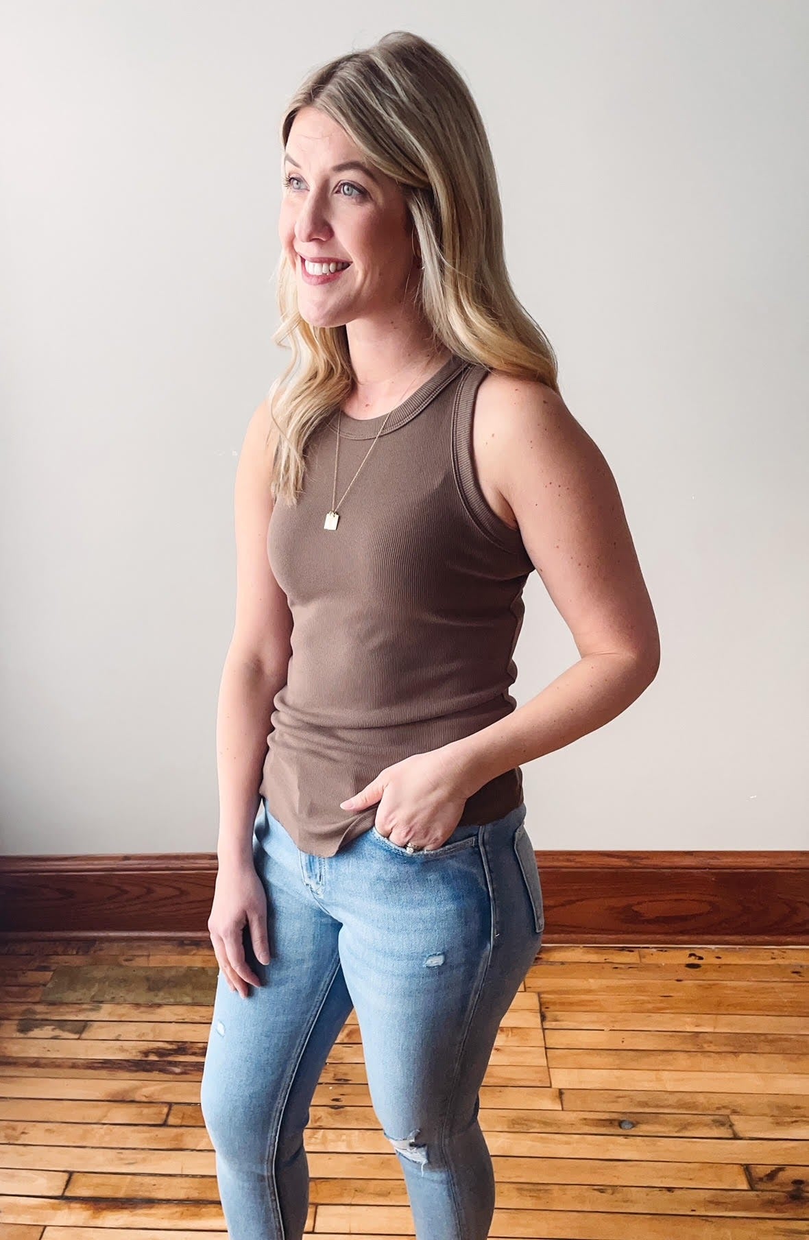 Chestnut Ribbed Tank Top