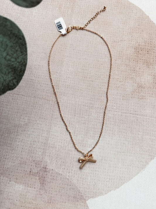 Clara Lace Bow Pendant Necklace