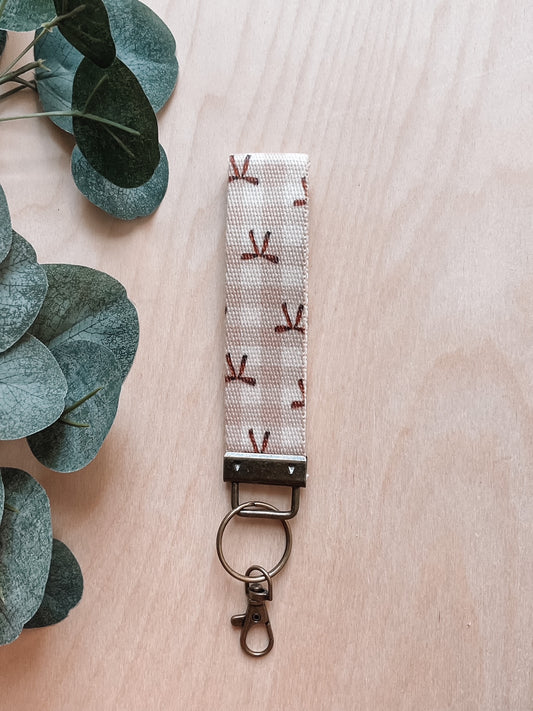 Tan Check Bow Keychain Lanyard