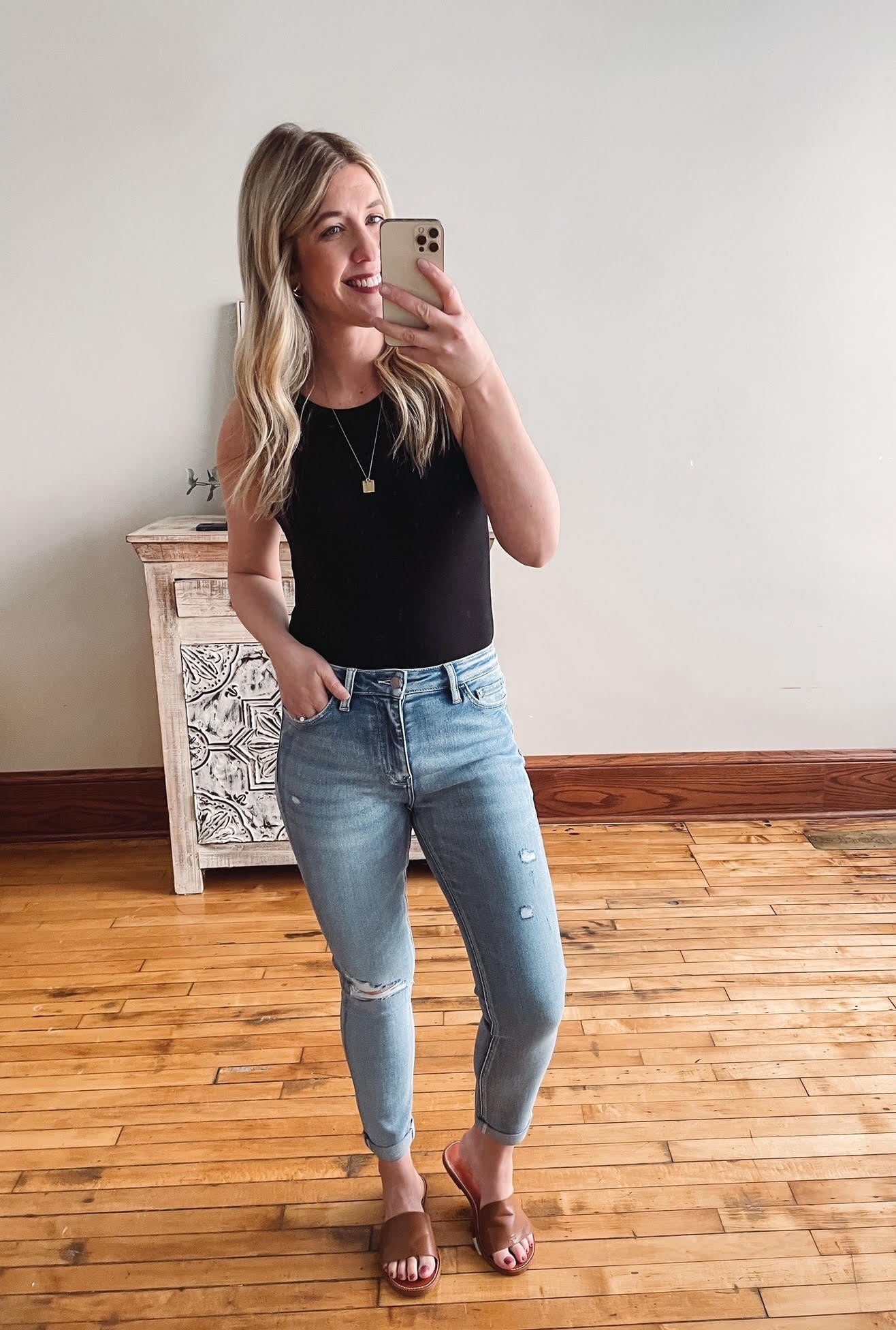 Emily Black Ribbed Bodysuit