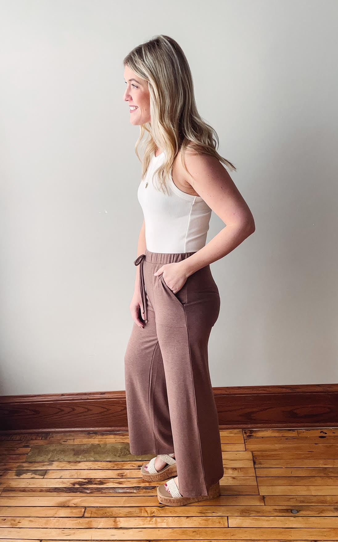 Light Brown Drawstring Lounge Pants